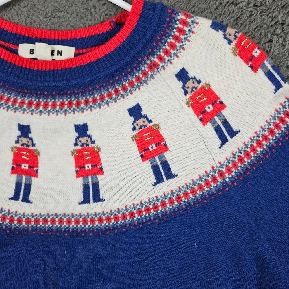 Boden Edie Fair Isle Jumper Nutcracker Sweater Blue Wool Alpaca XL - Picture 2 of 9
